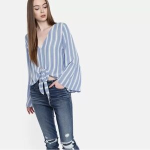 AE0 -- Light Blue Striped Blouse
